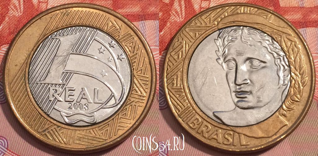 Монета Бразилия 1 реал 2003 года, KM# 652a, 241-139