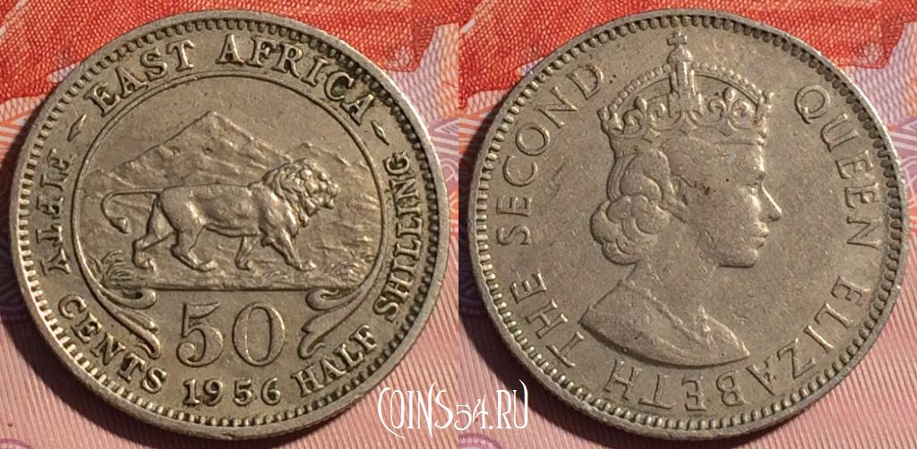 Монета Британская Восточная Африка 50 центов 1956 года, KM# 36, 115d-062