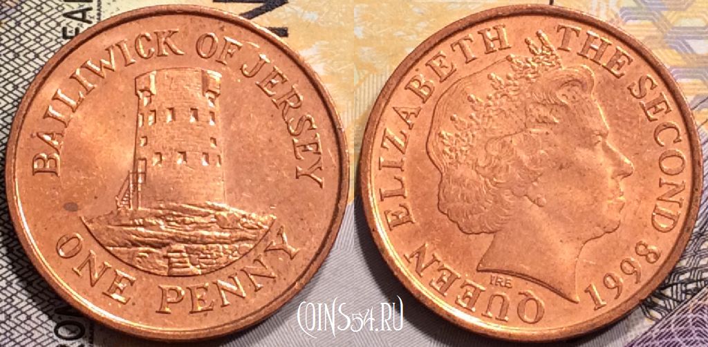 Монета Джерси 1 пенни 1998 года, KM# 103,  143-136