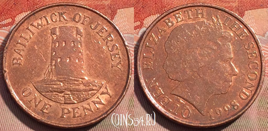 Монета Джерси 1 пенни 1998 года, KM# 103, 283a-112