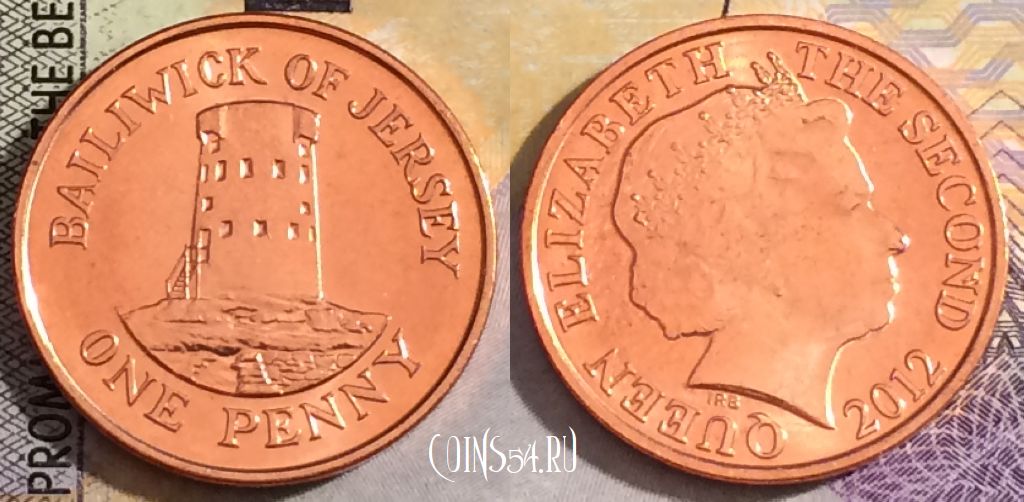 Монета Джерси 1 пенни 2012 года, KM# 103, UNC, 154-081