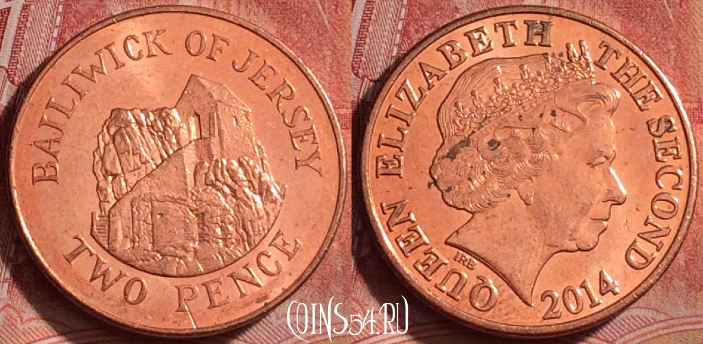 Монета Джерси 2 пенса 2014 года, KM# 104, 320k-091