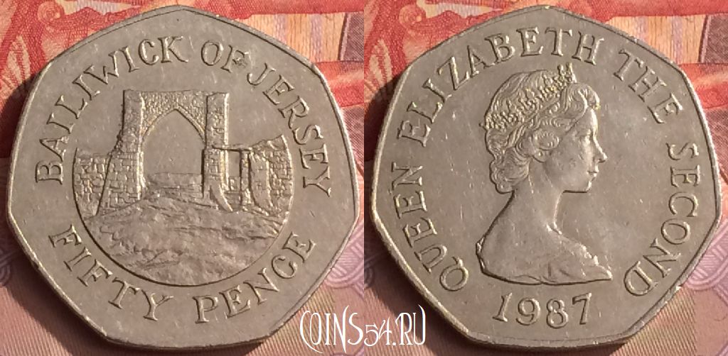 Монета Джерси 50 пенсов 1987 года, KM# 58.1, 449-058