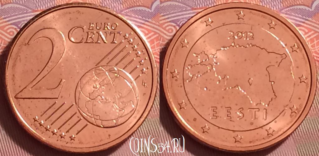 Монета Эстония 2 евроцента 2012 года, KM# 62, 275j-122