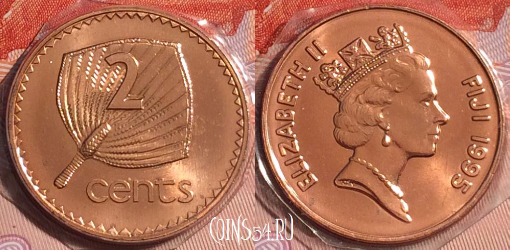 Монета Фиджи 2 цента 1995 года, KM# 50a, 115d-061