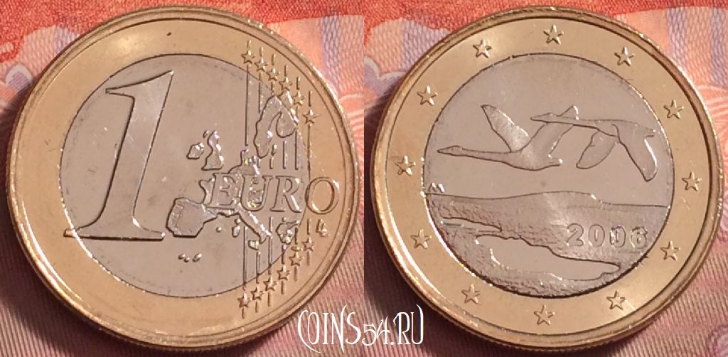 Монета Финляндия 1 евро 2006 года, KM# 104, 120k-045