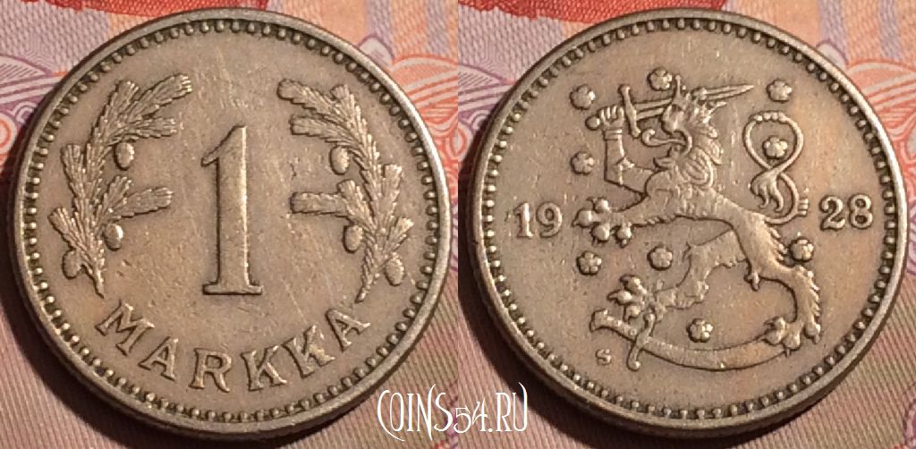 Монета Финляндия 1 марка 1928 года, KM# 30, 190b-139