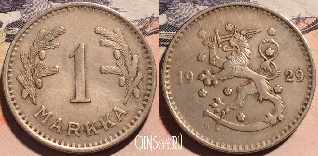 Монета Финляндия 1 марка 1929 года, KM# 30, a124-097