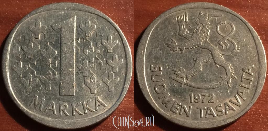 Монета Финляндия 1 марка 1972 года, 58-021