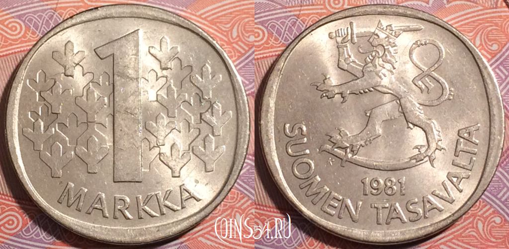 Монета Финляндия 1 марка 1981 года, KM# 49a, a055-139