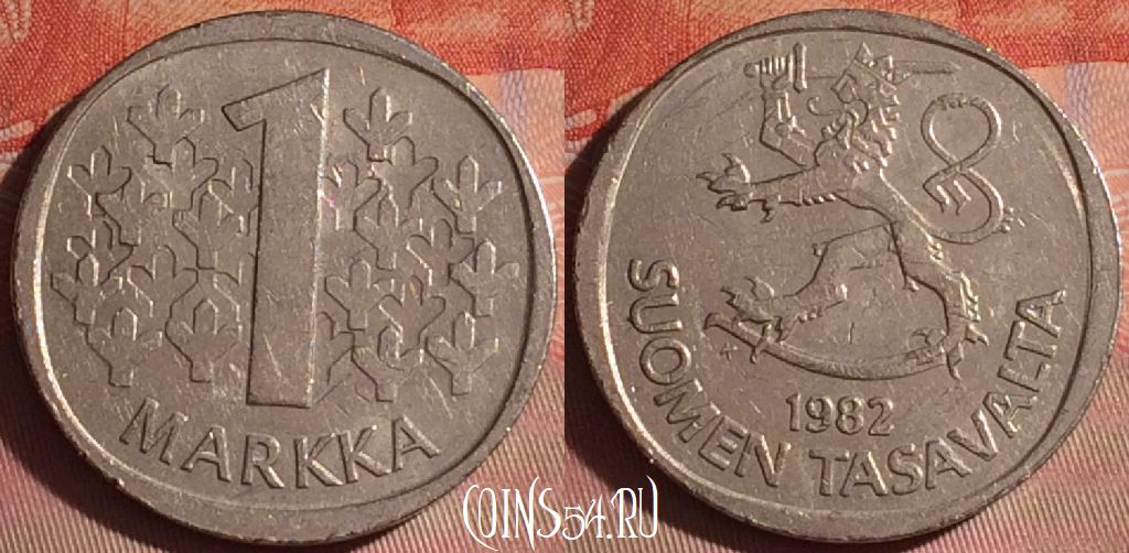 Монета Финляндия 1 марка 1982 года, KM# 49a, 049i-171