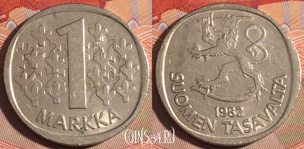 Монета Финляндия 1 марка 1982 года, KM# 49a,197a-121