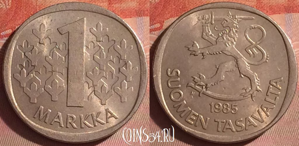 Монета Финляндия 1 марка 1985 года, KM# 49a, 050i-165