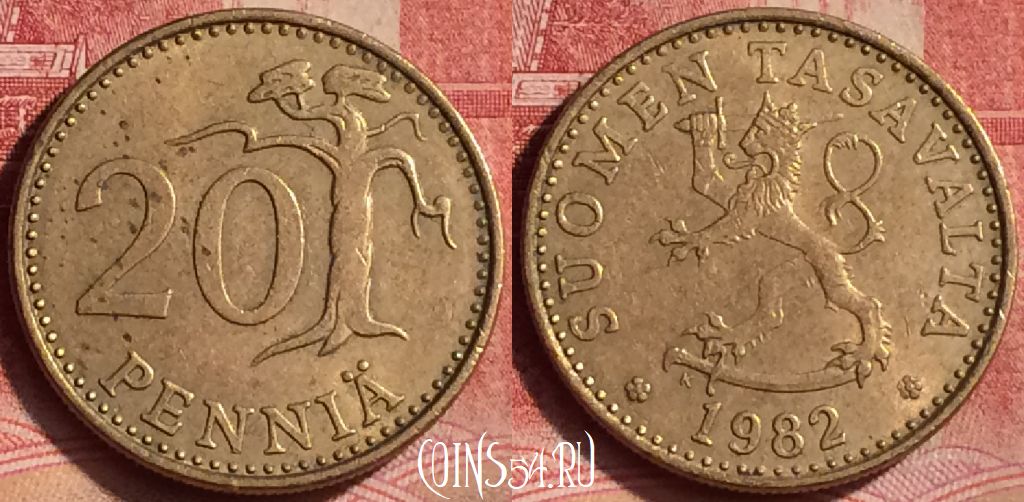 Монета Финляндия 20 пенни 1982 года, KM# 47, 371l-143