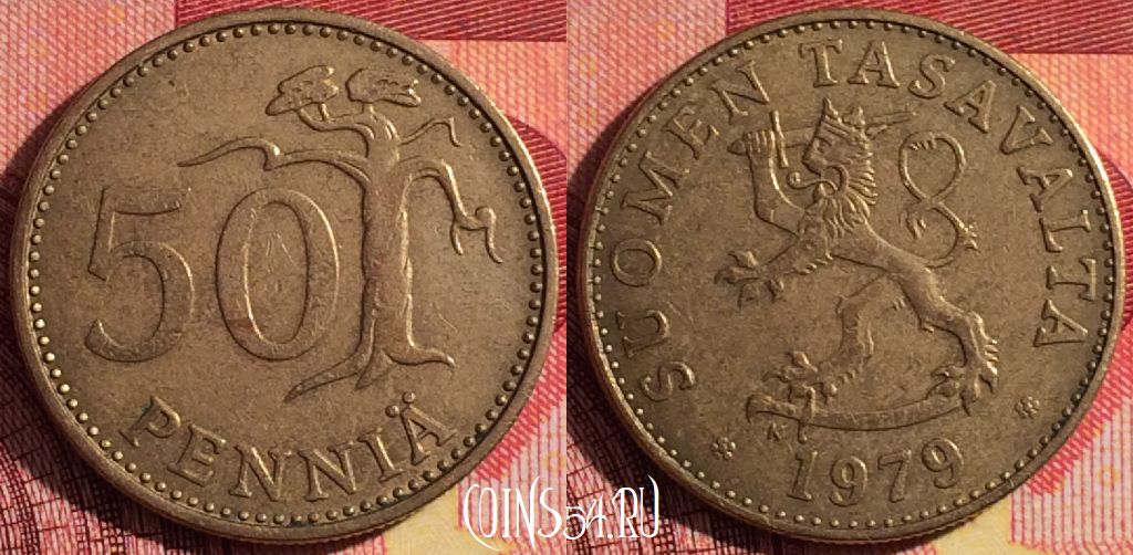 Монета Финляндия 50 пенни 1979 года, KM# 48, 255i-061