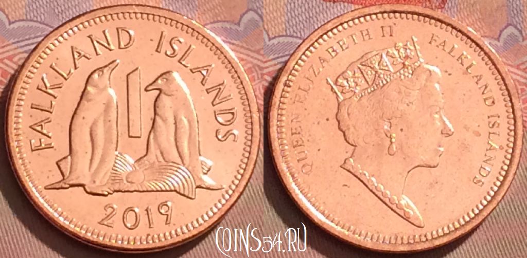 Монета Фолклендские острова 1 пенни 2019 года, 118l-062