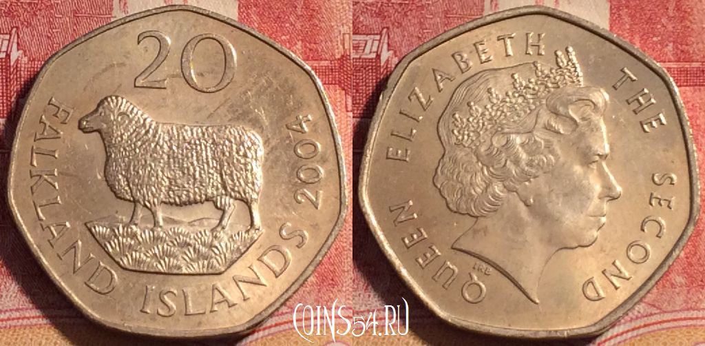 Монета Фолклендские острова 20 пенсов 2004 года, KM# 134, 076b-088