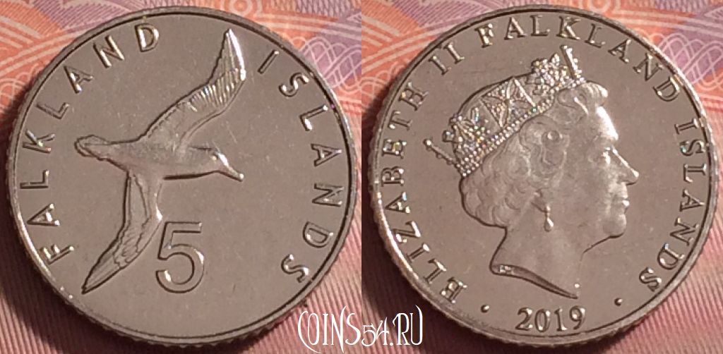 Монета Фолклендские острова 5 пенсов 2019 года, 291j-098