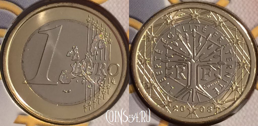 Монета Франция 1 евро 2003 года, KM# 1288, BU, 401n-041
