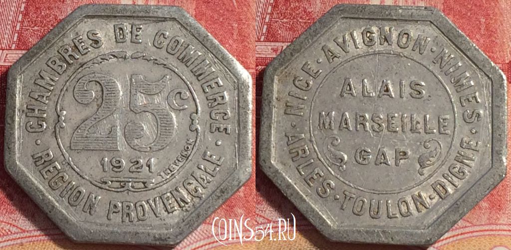 Монета Франция 25 сантимов 1921 года, 074b-042