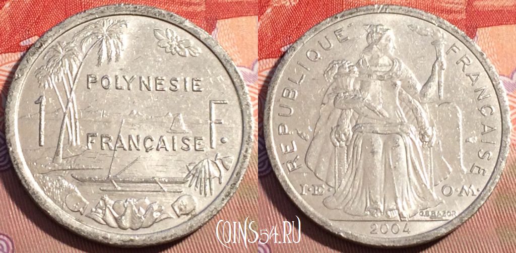 Монета Французская Полинезия 1 франк 1994 года, KM# 11, 092b-057