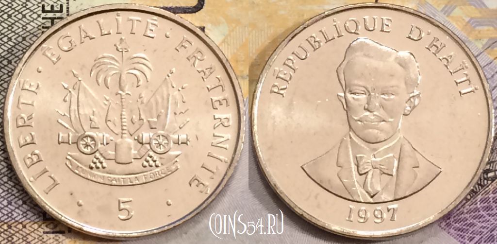 Монета Гаити 5 сантимов 1997 года, KM# 154a, UNC, 155-129