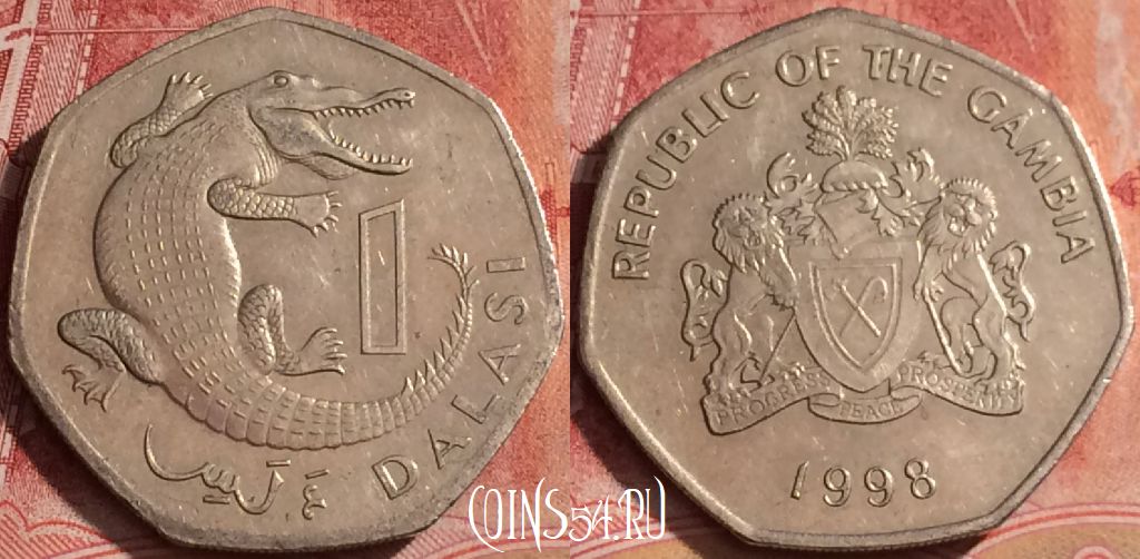 Монета Гамбия 1 даласи 1998 года, KM# 59, 391-115