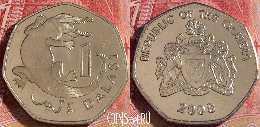 Монета Гамбия 1 даласи 2008 года, KM# 59a, 080c-123