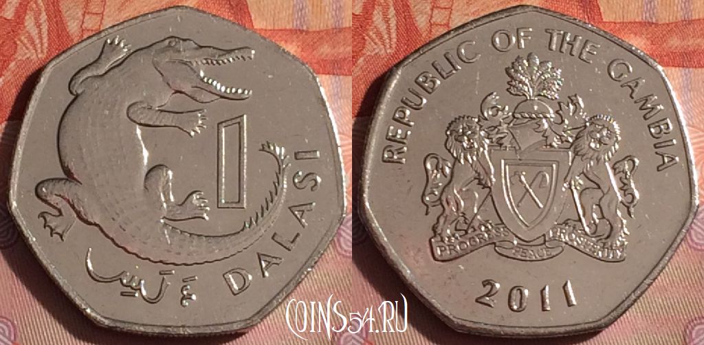 Монета Гамбия 1 даласи 2011 года, KM# 59a, 044i-024