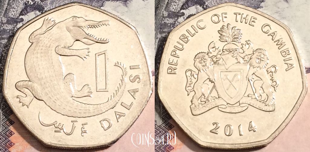 Монета Гамбия 1 даласи 2014 года, KM# 59a, 166-136