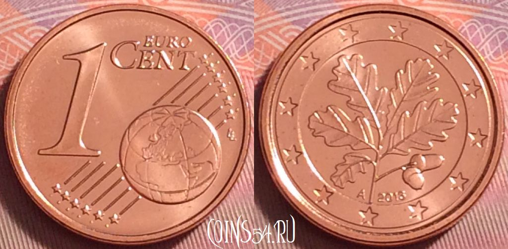 Монета Германия 1 евроцент 2013 года A, KM# 207, 048k-181