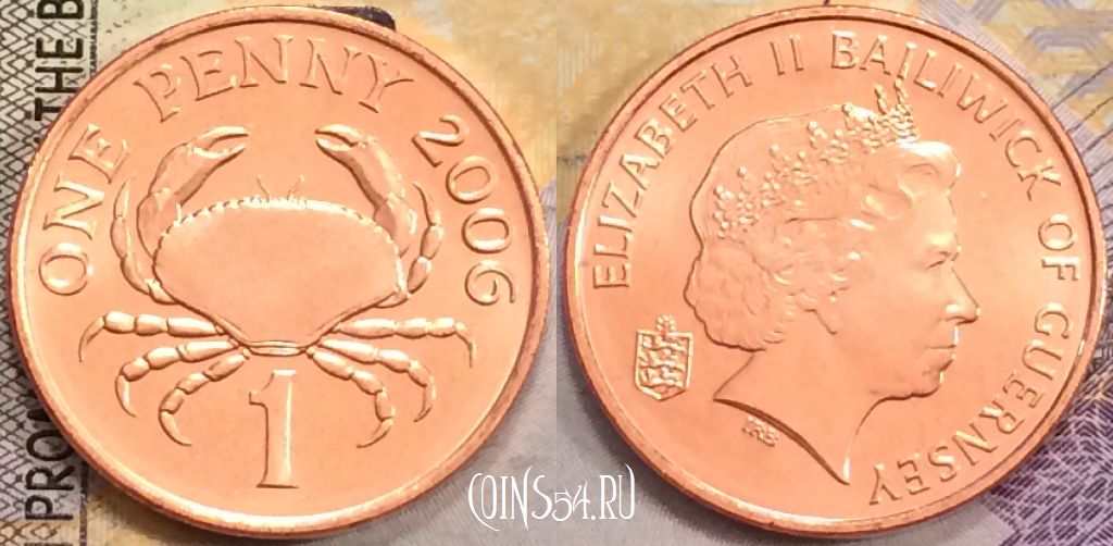 Монета Гернси 1 пенни 2006 года, KM# 89, UNC, 155-058
