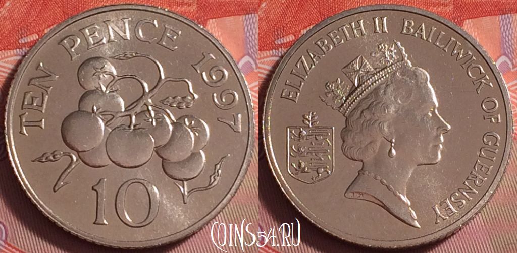 Монета Гернси 10 пенсов 1997 года, KM# 43.2, 377j-122