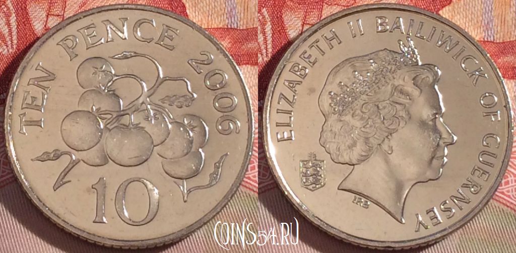 Монета Гернси 10 пенсов 2006 года, KM# 149, 265-098