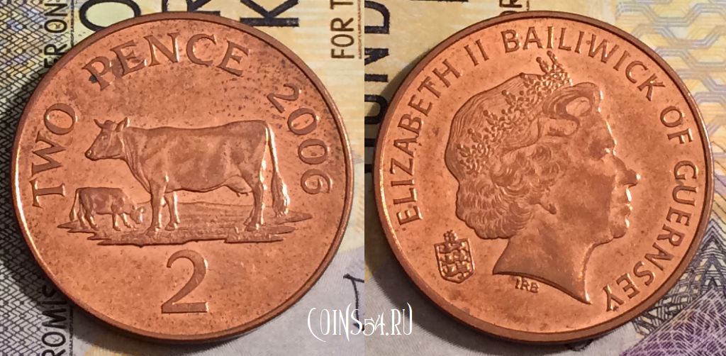 Монета Гернси 2 пенса 2006 года, KM# 96, 154-077