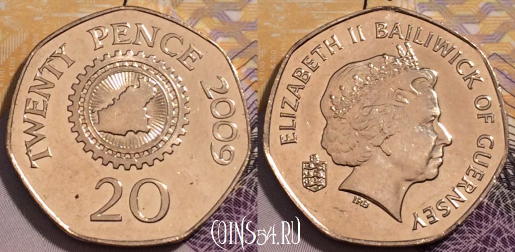 Монета Гернси 20 пенсов 2009 года, KM# 90, 232-033