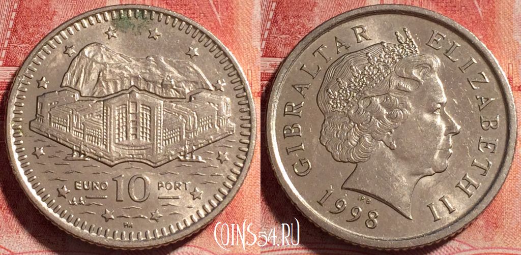 Монета Гибралтар 10 пенсов 1998 года, KM# 776, 255-051