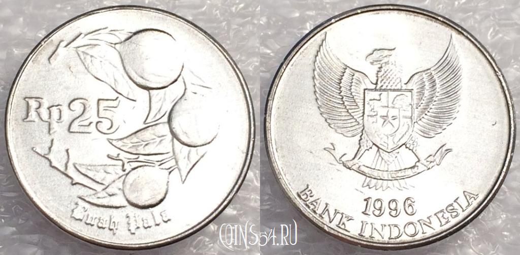 Монета Индонезия 25 рупий 1996 года, KM# 55, UNC, 76-039b