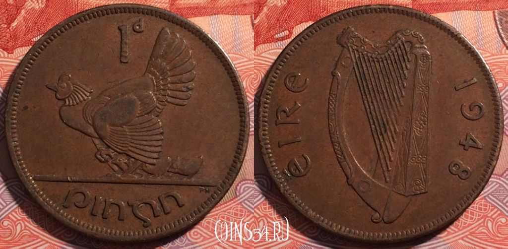 Монета Ирландия 1 пенни 1948 года, KM# 11, 175-110