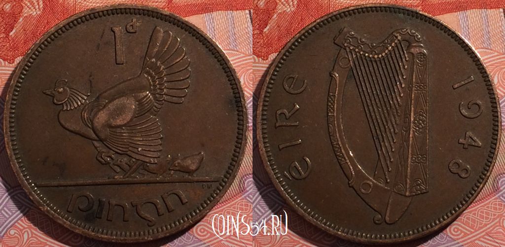 Монета Ирландия 1 пенни 1948 года, KM# 11, a099-060