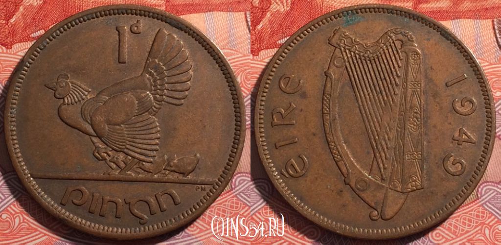 Монета Ирландия 1 пенни 1949 года, KM# 11, 175-111