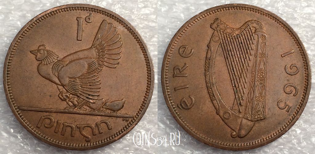 Монета Ирландия 1 пенни 1965 года, см. сост., 77-062a
