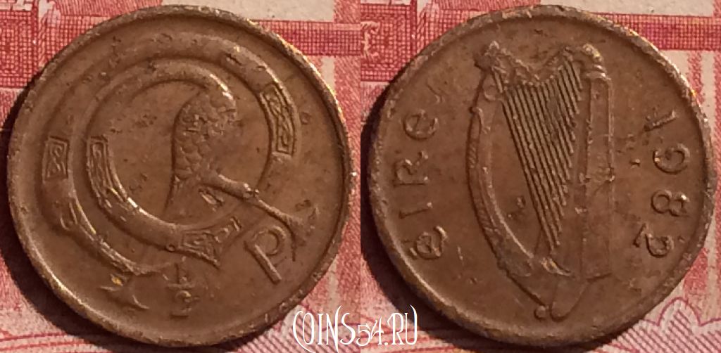 Монета Ирландия 1/2 пенни 1982 года, KM# 19, 245l-036