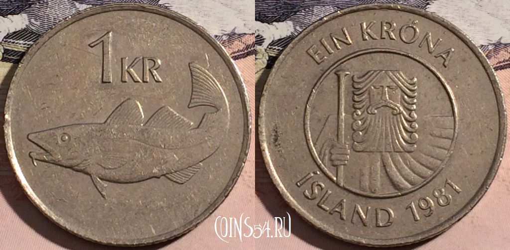 Монета Исландия 1 крона 1981 года, KM# 27, a129-139