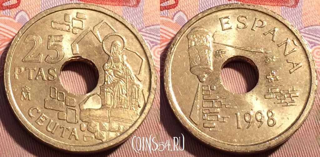 Монета Испания 25 песет 1998 года, KM# 990, 092b-143