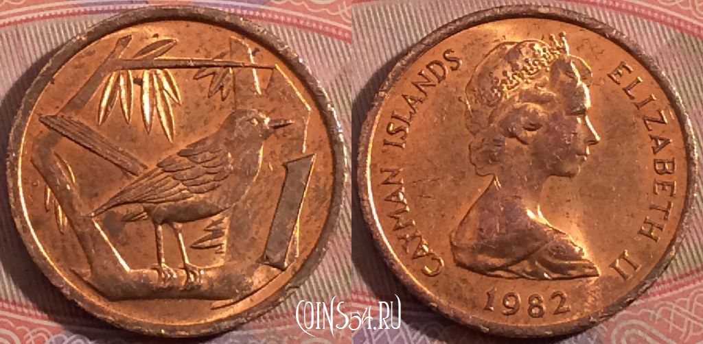 Монета Каймановы Острова 1 цент 1982 года, KM# 1, a135-080