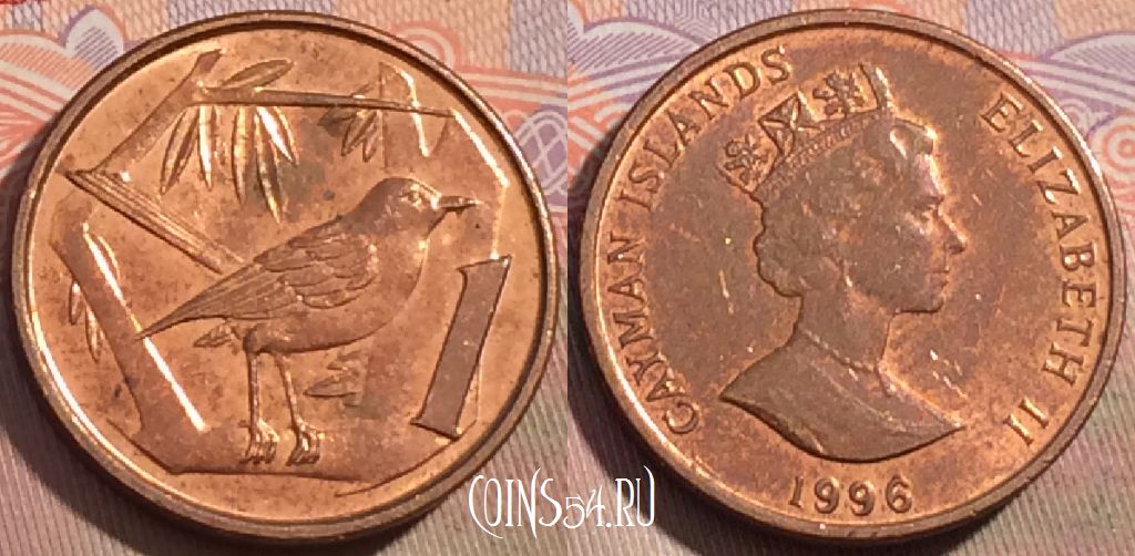 Монета Каймановы острова 1 цент 1996 года, KM# 87a, 154a-020