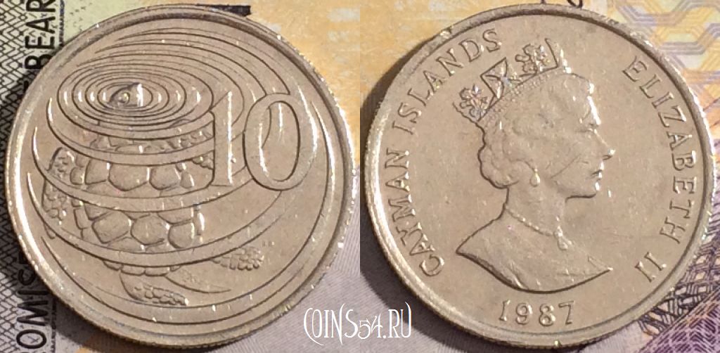 Монета Каймановы острова 10 центов 1987 года, KM# 89, 159-072