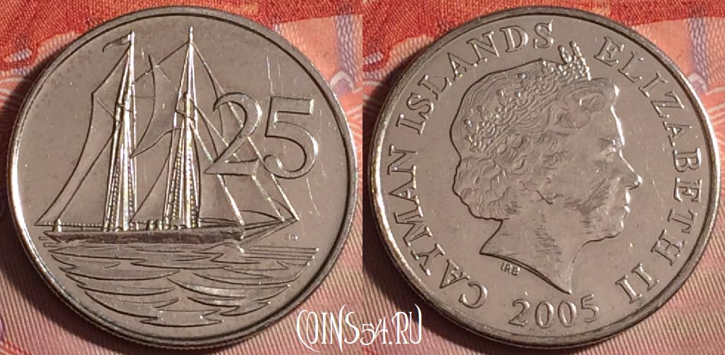 Монета Каймановы острова 25 центов 2005 года, KM# 134, 152j-040