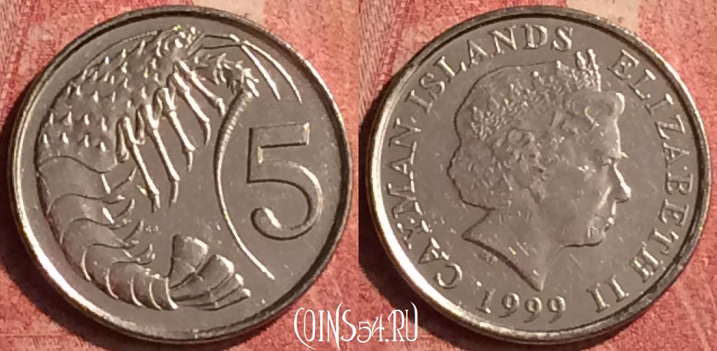 Монета Каймановы острова 5 центов 1999 года, KM# 132, 384n-030